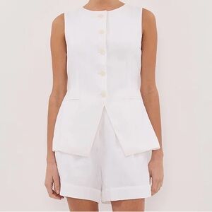 Dissh White Sleeveless Linen Vest